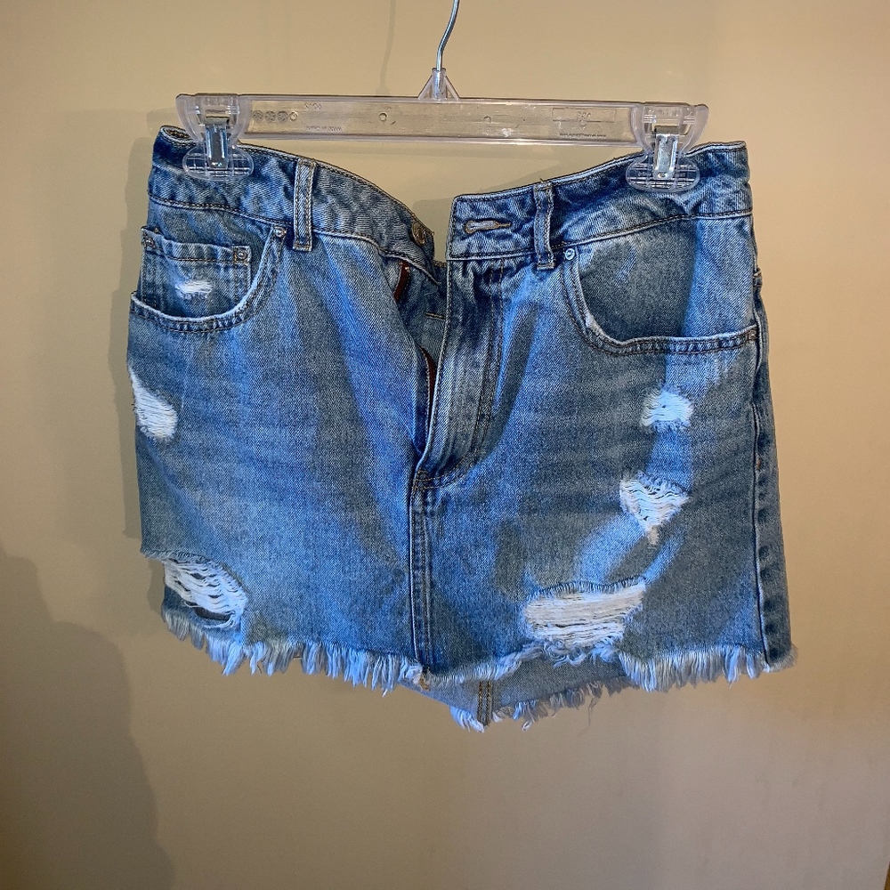 Distressed Jean Skirt
